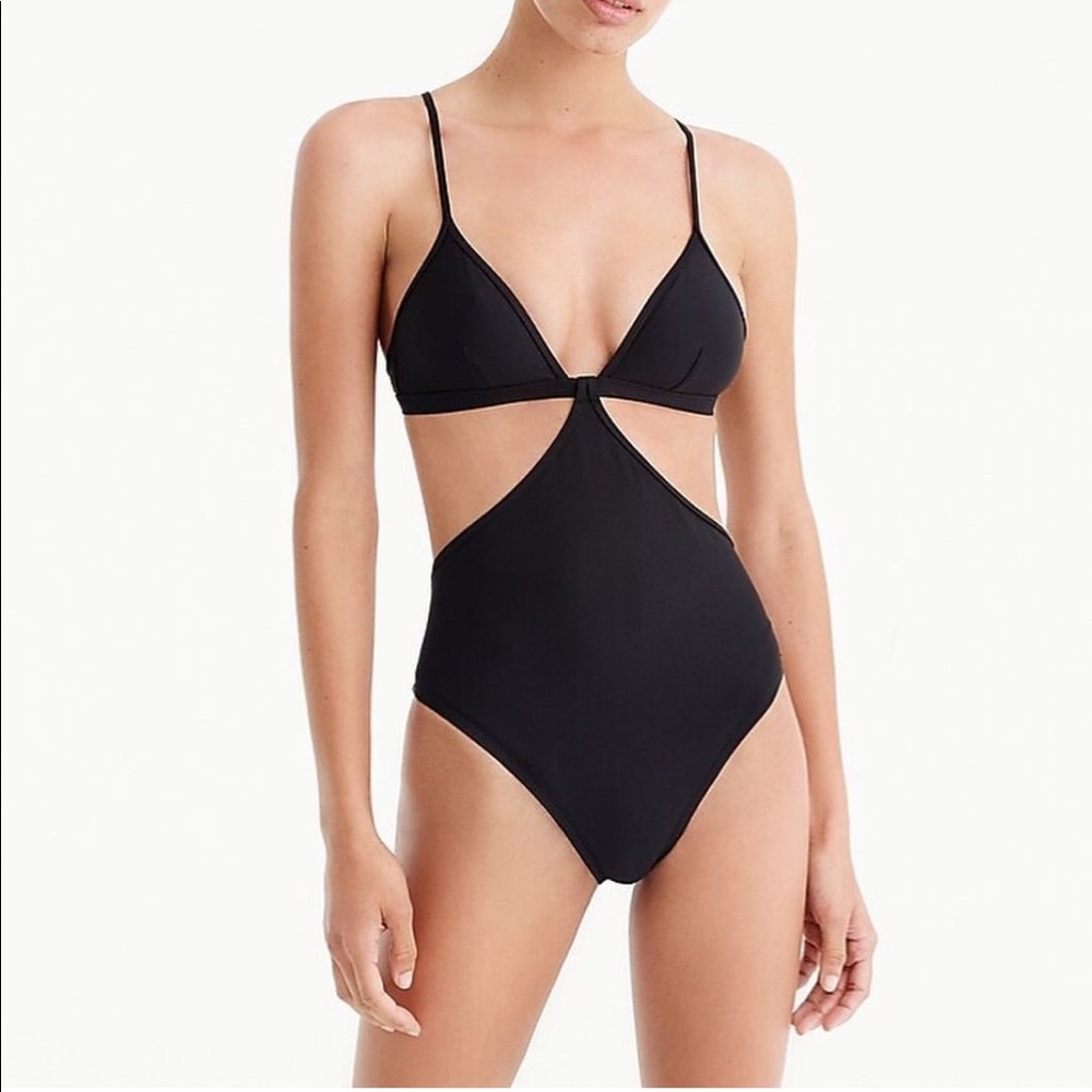 NWOT J. Crew Black cutout one piece swimsuit